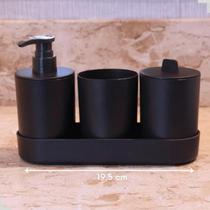 kit Banheiro Lavabo 4 Peças Bambu Sustentável Ecológico Sabonete Liquido