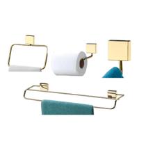 Kit banheiro lavabo 4 peças dourado Future toalha banho rosto papel cabide Kit banheiro lavabo 4 peças dourado Future toalha banho rosto papel cabide