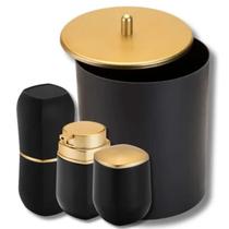 Kit Banheiro Lavabo 4 peças Preto e Dourado Conceito - Arthi