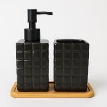 Kit Banheiro Lavabo Bambu Bandeja Porta Escova Sabonete 3 Pç Kit Banheiro Lavabo Bambu Bandeja Porta Escova Sabonete 3 Pç