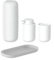 Kit banheiro lavabo bancada 4 peças bold ou branco porta escova dente creme dental, porta sabonete liquido, porta algodão cotonete, bandeja Kit banheiro lavabo bancada 4 peças bold ou branco porta escova dente creme dental, porta sabonete liquido, porta algodão cotonete, bandeja