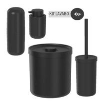 Kit Banheiro Lavabo Bold Lixeira, Porta Escova, Porta Sabonete Líquido 300ml e Escova Sanitária