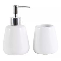 Kit Banheiro Lavabo Branco 2 Peças Cerâmica Acessórios Kit Banheiro Lavabo Branco 2 Peças Cerâmica Acessórios