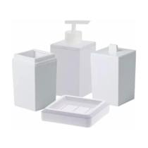Kit Banheiro Lavabo com Porta Sabonetes Escova e Algodão - 4 peças