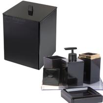 Kit Banheiro Lavabo Combo Com Lixeira 5 Litros Luxo 6 pcs