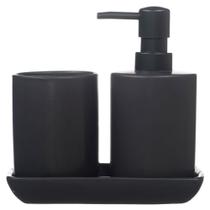 Kit Banheiro Lavabo Conjunto Bandeja 3 Peças Higiene Porta Sabonete Líquido