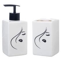 Kit Banheiro Lavabo Conjunto Para Sabonete Líquido Porta Escova Dispenser Higiene Acessórios Diva Kit Banheiro Lavabo Conjunto Para Sabonete Líquido Porta Escova Dispenser Higiene Acessórios Diva