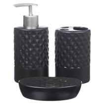 KIT Banheiro Lavabo Conjunto Porta Sabonete Líquido Escova - Wincy