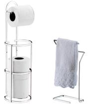 Kit banheiro lavabo cromado 02 peças, porta toalha bancada e papeleira future 1891 1609