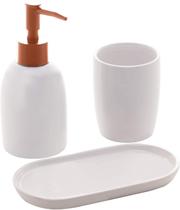 Kit Banheiro Lavabo De Cerâmica 3 Peças Branco Luxo