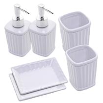 Kit Banheiro Lavabo de Cerâmica Branco Antibes 6 peças - Lyor