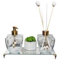 Kit Banheiro Lavabo Estrela 280ml Bandeja Vasinho Decorativo