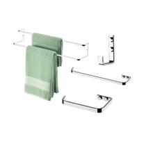 Kit banheiro lavabo Future cromado, porta toalha duplo 60 cm,toalheiro 30 cm,papeleira e cabide Kit banheiro lavabo Future cromado, porta toalha duplo 60 cm,toalheiro 30 cm,papeleira e cabide