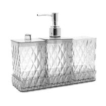 Kit Banheiro Lavabo Glamour 4 peças Plasútil Organizador de Utensílios de Banheiro e Lavabo Luxo