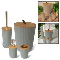Kit Banheiro Lavabo Luxo 4 Peças Bambu Elegante Lixeira Acessórios - clink Kit Banheiro Lavabo Luxo 4 Peças Bambu Elegante Lixeira Acessórios - clink