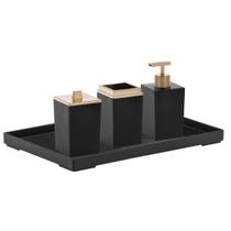 Kit Banheiro Lavabo Luxo Porta Sabonete Escova Algodão Bandeja 4 peças Kit Banheiro Lavabo Luxo Porta Sabonete Escova Algodão Bandeja 4 peças