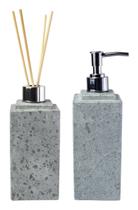 Kit banheiro lavabo luxo sabonete líquido + difusor de essência "prata"