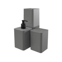 Kit Banheiro Lavabo Moderno Porta Escova Saboneteira Liquida Porta Algodão Cotonete 3 Peças Kit Banheiro Lavabo Moderno Porta Escova Saboneteira Liquida Porta Algodão Cotonete 3 Peças
