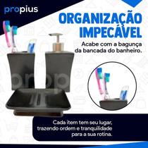 Kit Banheiro Lavabo Porcelana 3 Pecas Bandeja Conjunto Luxo