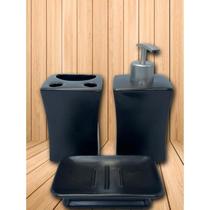 Kit Banheiro Lavabo Porcelana 3 Pecas Saboneteira Conjunto