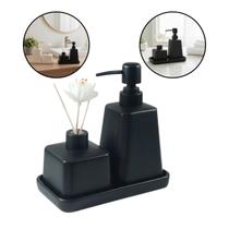 Kit Banheiro Lavabo Porcelana Difusor Bandeja Dispenser 3pçs Kit Banheiro Lavabo Porcelana Difusor Bandeja Dispenser 3pçs