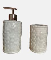 Kit Banheiro Lavabo Porta Sabonete Líquido 2 Peças Redondo - SANXIA