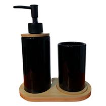Kit Banheiro Lavabo Porta Sabonete Liquido Dispenser E Porta Escova De Dente Cerâmica Para Decoração