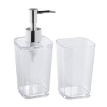 Kit Banheiro Lavabo Porta Sabonete Liquido E Porta Objetos Escova De Dentes De Luxo
