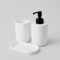 Kit Banheiro Lavabo Porta Sabonete Liquido Escova Dente Saboneteira Algodão 3 Peças Pia Kit Banheiro Lavabo Porta Sabonete Liquido Escova Dente Saboneteira Algodão 3 Peças Pia