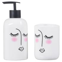 Kit Banheiro Lavabo Porta Sabonete Líquido Escova Dispenser Kit Banheiro Lavabo Porta Sabonete Líquido Escova Dispenser