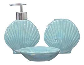 Kit Banheiro Lavabo Porta Sabonete Líquido Fundo Do Mar 01