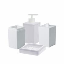 Kit Banheiro Lavabo Porta Sabonete liquido porta Escova porta Algodão saboneteira 4 Peças