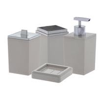 Kit Banheiro Lavabo Porta Sabonetes Escova Algodão 4 Peças - Paramount