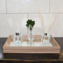 Kit Banheiro Lavabo Vidro Difusor, Saboneteira e Vasinho Luxo com Bandeja Espelhada