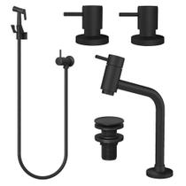 Kit Banheiro / Lavatório 100% Metal C90 Preto Fosco Premium