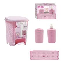 Kit Banheiro Lixeira 6L + 3x1 Rosa Bebê - Monte Libano