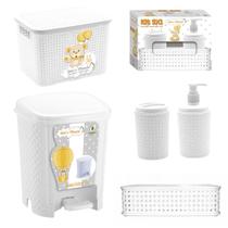 Kit Banheiro Lixeira 6L+Cxa Org 3,5L+3x1 Branco Monte Libano Kit Banheiro Lixeira 6L+Cxa Org 3,5L+3x1 Branco Monte Libano