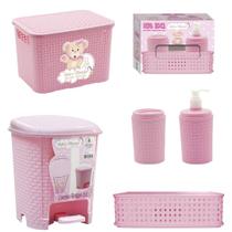 Kit Banheiro Lixeira 6L+Cxa Org 3,5L+3x1 Rosa Monte Libano Kit Banheiro Lixeira 6L+Cxa Org 3,5L+3x1 Rosa Monte Libano