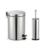 Kit Banheiro Lixeira Com Pedal Inox 3l + Escova Sanitária