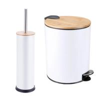 Kit Banheiro Lixeira Pedal 5 Litros + Escova Sanitária