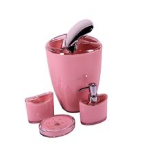 Kit Banheiro lixeira saboneteira porta sabonete liquido porta escova de dentes Acrílico Vizapi 4pçs Luminus Rosa Claro