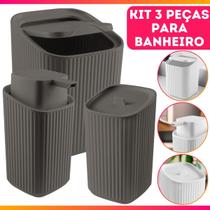 Kit Banheiro Luxo Conjunto Completo 3pçs Com Lixeira Porta Algodão E Dispenser Kit Banheiro Luxo Conjunto Completo 3pçs Com Lixeira Porta Algodão E Dispenser