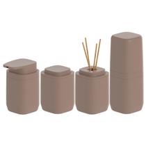Kit Banheiro Luxo Porta Escova De Sabonete Líquido Porta Algodão Cotonete Difusor Ou