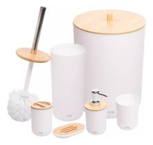 Kit Banheiro Lyor Bambu/abs Branco - 6 Peças