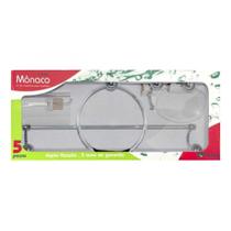 Kit Banheiro Monaco 5 Pecas Cristal x Cromado - Duda