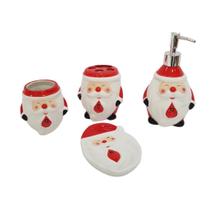 Kit banheiro natal 4 peças cerâmica
