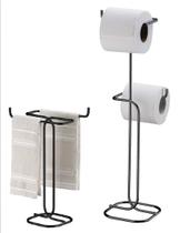 Kit banheiro onix Future Porta Papel Higiênico chao porta toalha de bancada 1176OX 1177OX