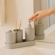 Kit Banheiro ou Lavabo 4 Peças com Porta Sabonete Líquido, Escova de Dente e Saboneteira, Ideal para Lavabo Kit Banheiro ou Lavabo 4 Peças com Porta Sabonete Líquido, Escova de Dente e Saboneteira, Ideal para Lavabo