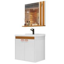 Kit Banheiro Palas Madrid Balcão Cuba e Espelho cor Branco / Nature - Comprar Móveis para sua Casa