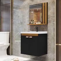 Kit Banheiro Palas Madrid Balcão Cuba e Espelho Cor Preto/Nature - Comprar móveis para sua casa